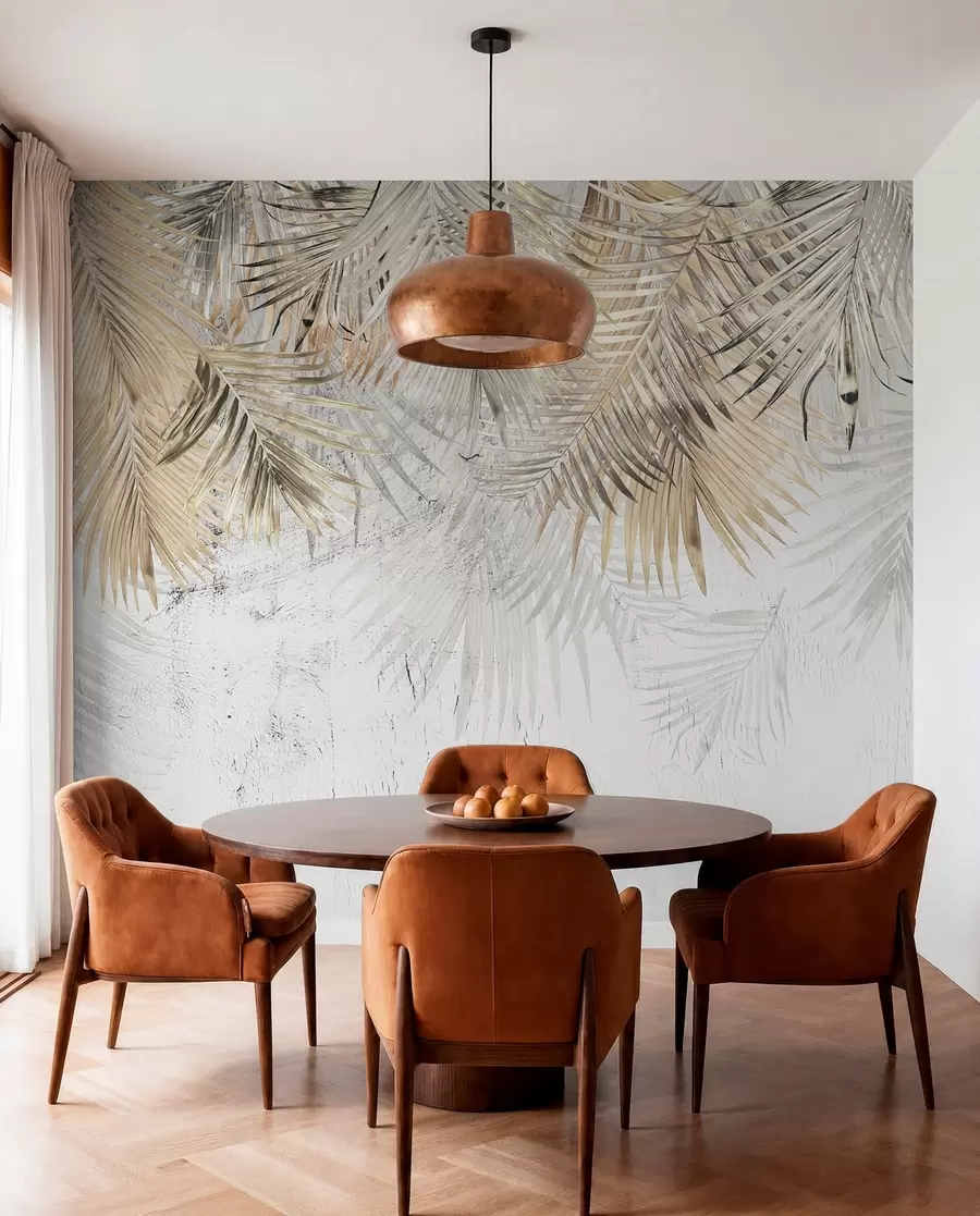 murales de pared Hojas tropicales ligeras al estilo del grunge u93843