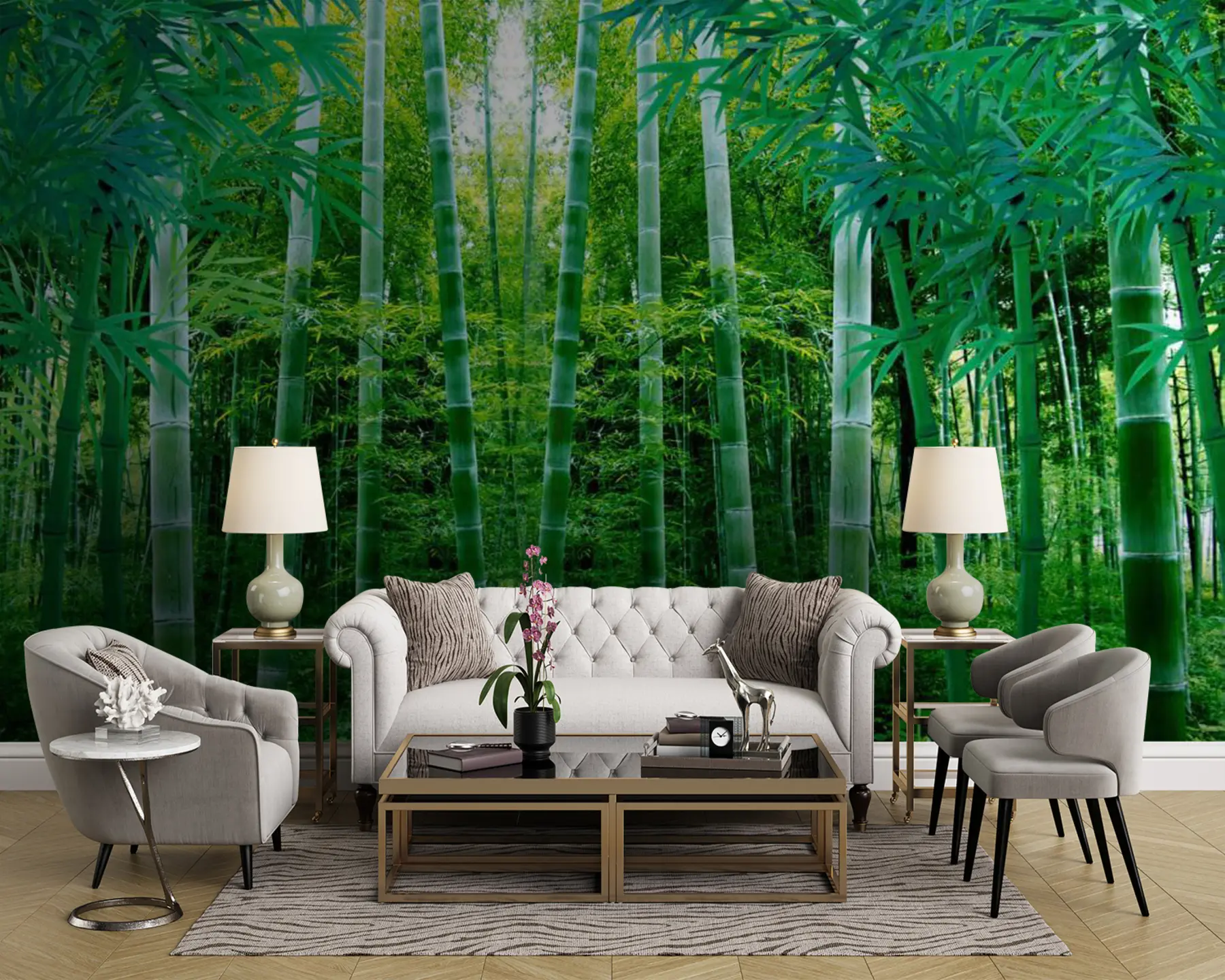 murales de pared Planta, verde y bambú u44596