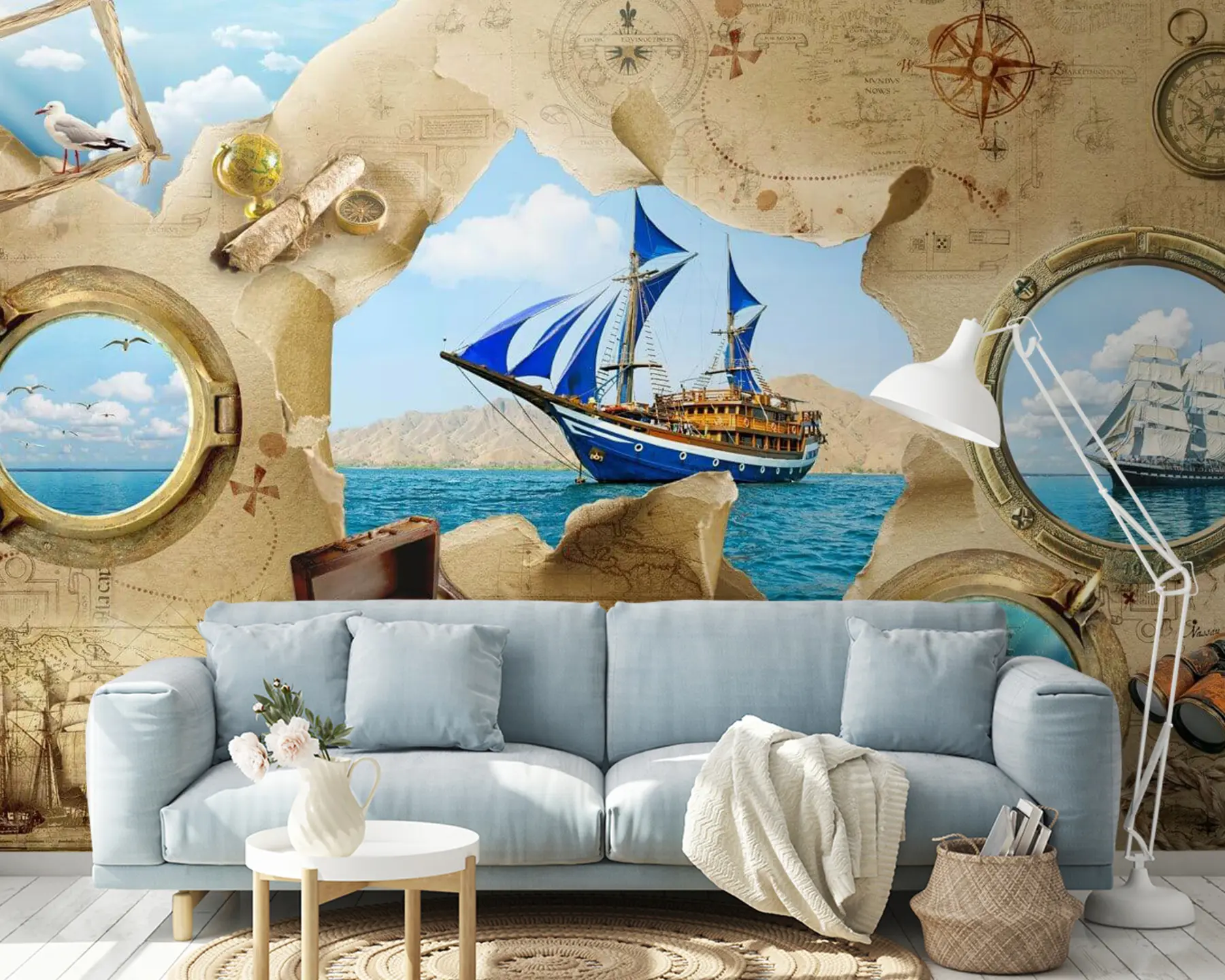 murales de pared Barco, azul y cielo u61853