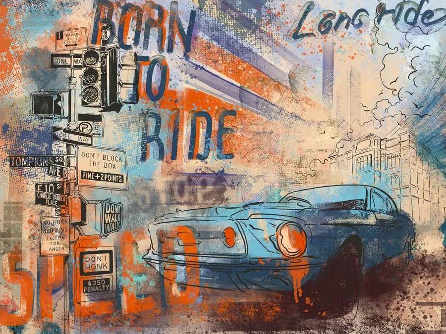 murales de pared Coche retro u93889