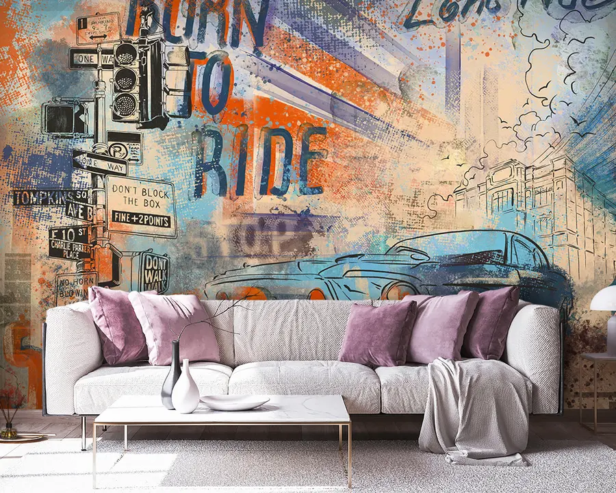 Murales de pared Coche retro u93889 murales de pared Coche retro u93889