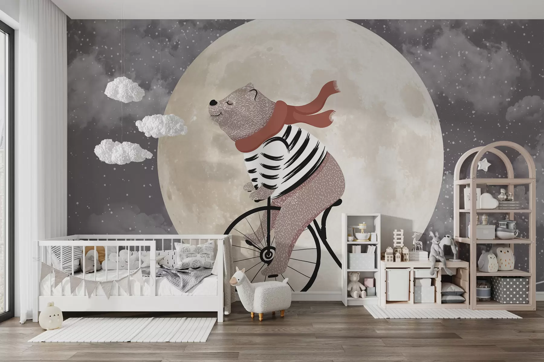 murales de pared Un oso de hada en bicicleta u74483