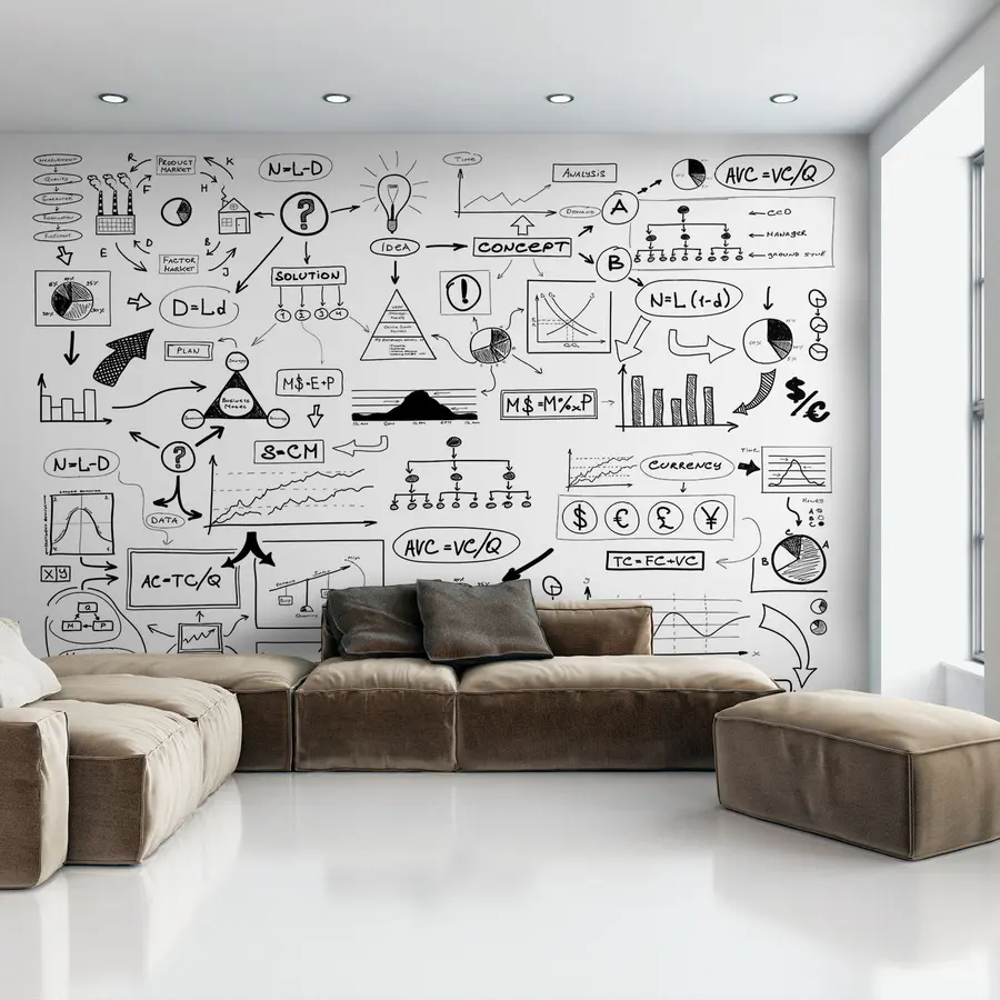 Murales de pared Dibujo en blanco y negro de muchos elementos u75180 murales de pared Dibujo en blanco y negro de muchos elementos u75180