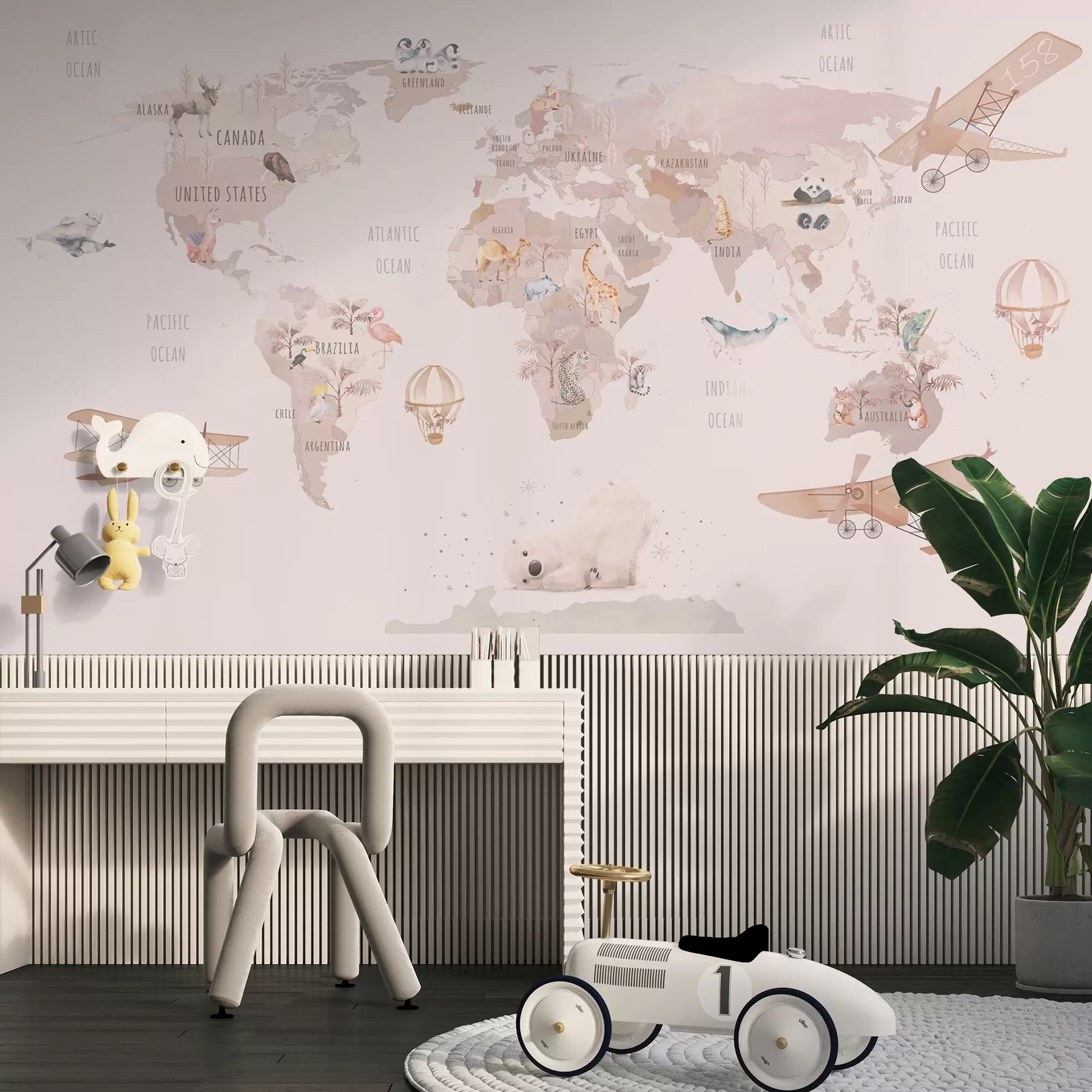 murales de pared Mapa mundial para niñas u93908