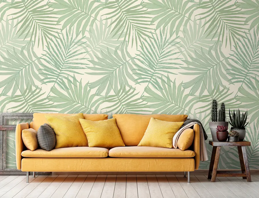Murales de pared Follaje tropical en tonos verde oliva pastel u74826 murales de pared Follaje tropical en tonos verde oliva pastel u74826