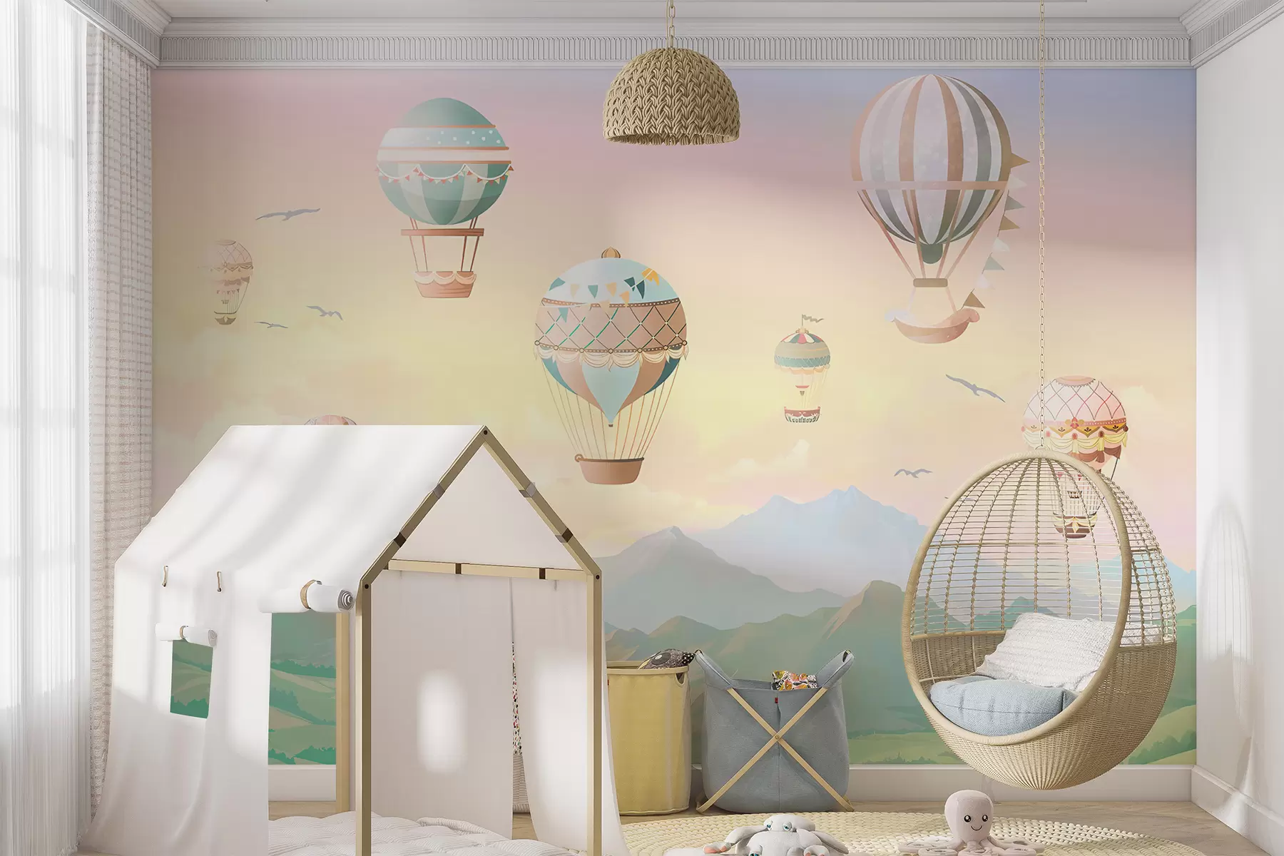 murales de pared Un valle fabuloso con globos u94137