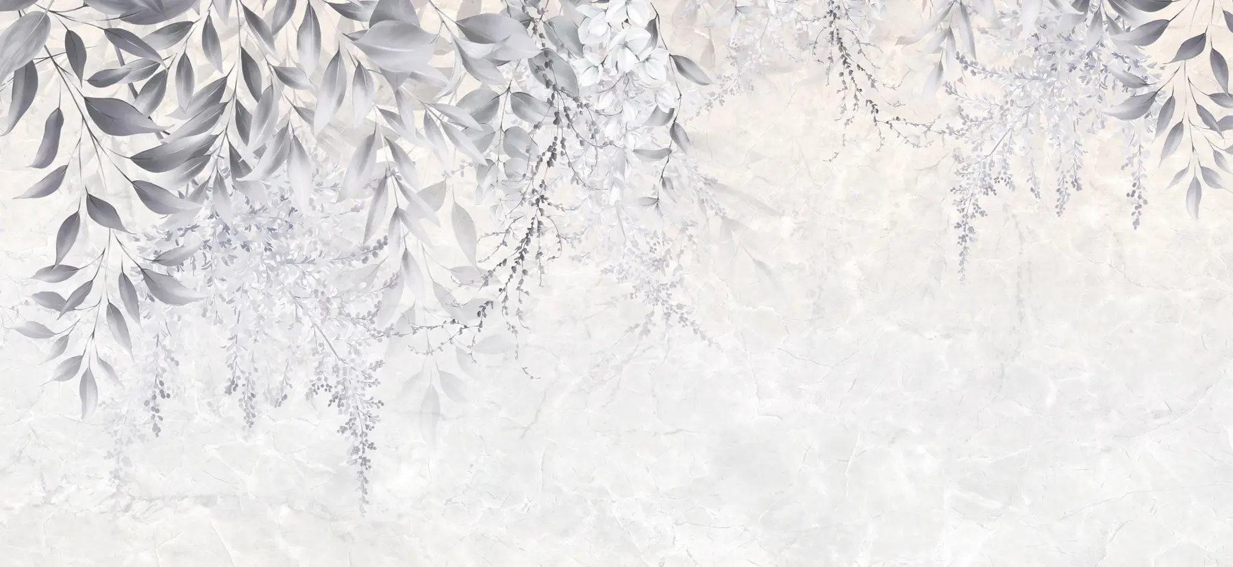 murales de pared Hojas grises con flores u94228