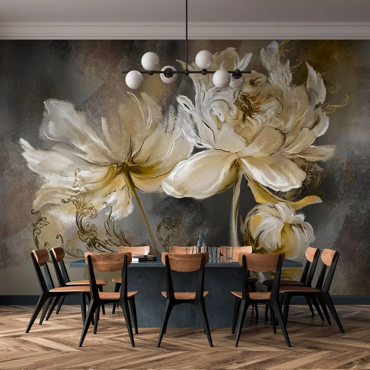 murales de pared Flores vintage sobre fondo de textura u78738