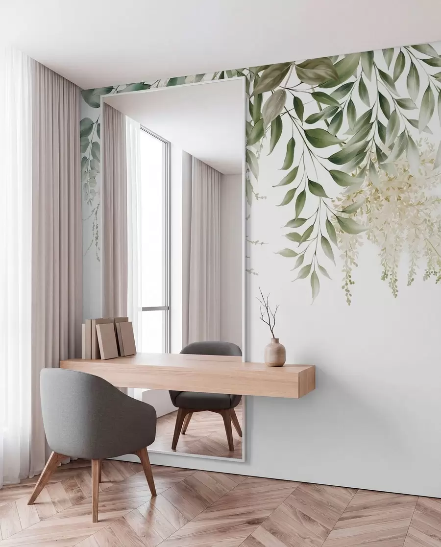 murales de pared Marco floral con greens de acuarela u94197