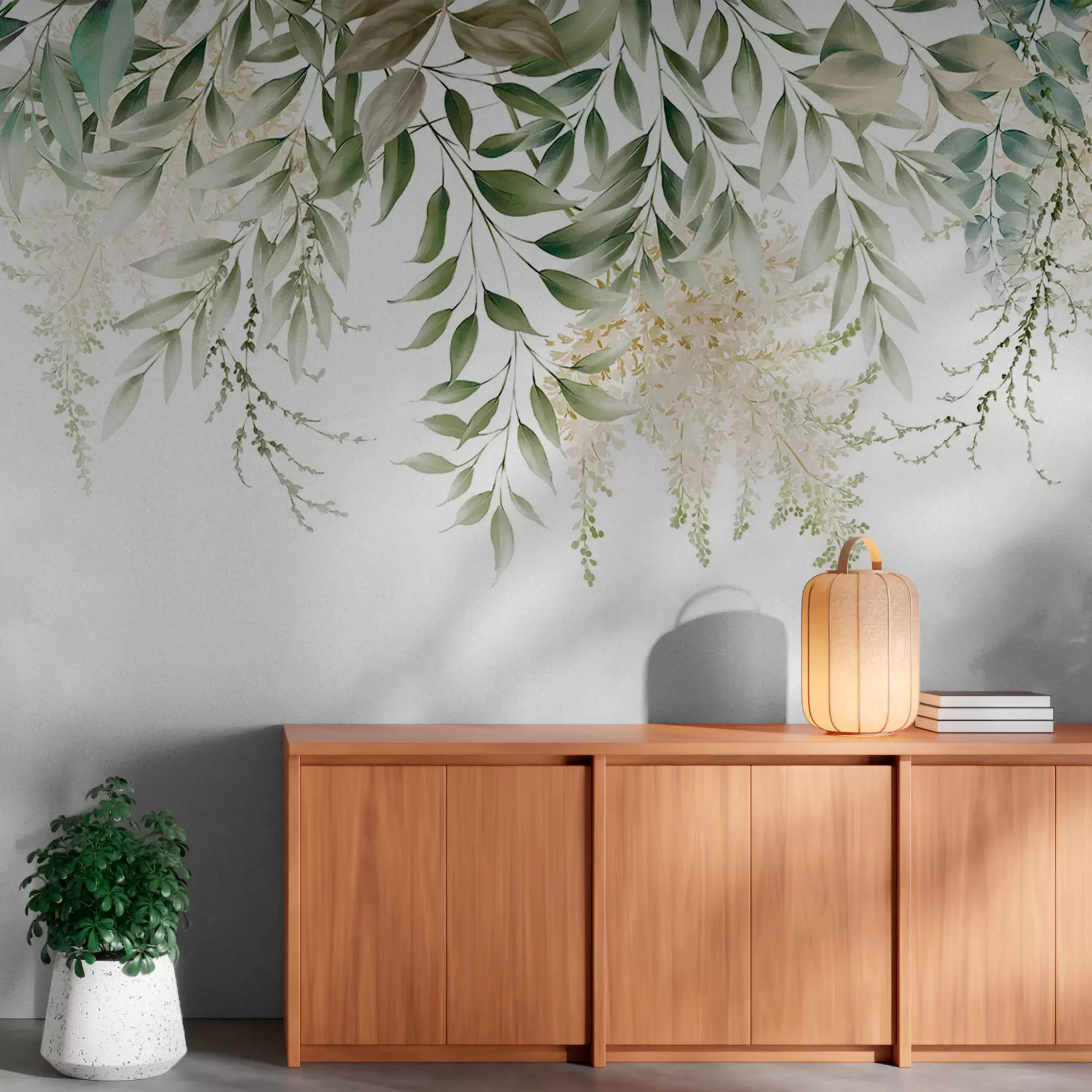 murales de pared Marco floral con greens de acuarela u94197