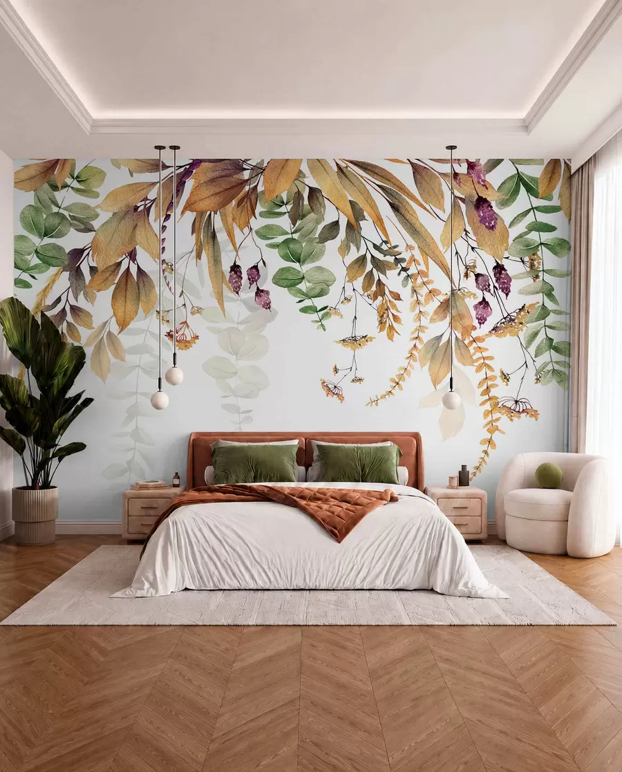 murales de pared Marco floral con hojas de otoño u94198