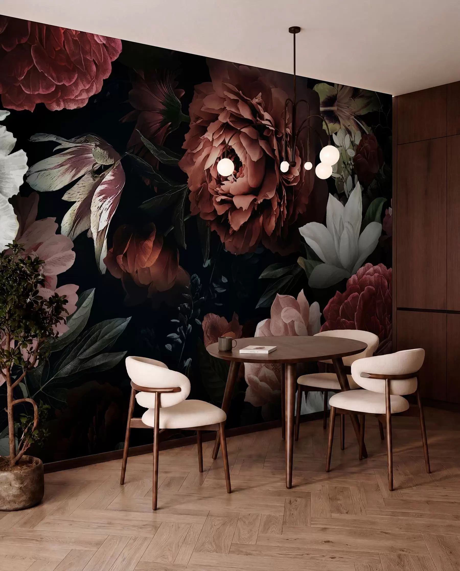 murales de pared Rosas pintadas sobre negro u94330