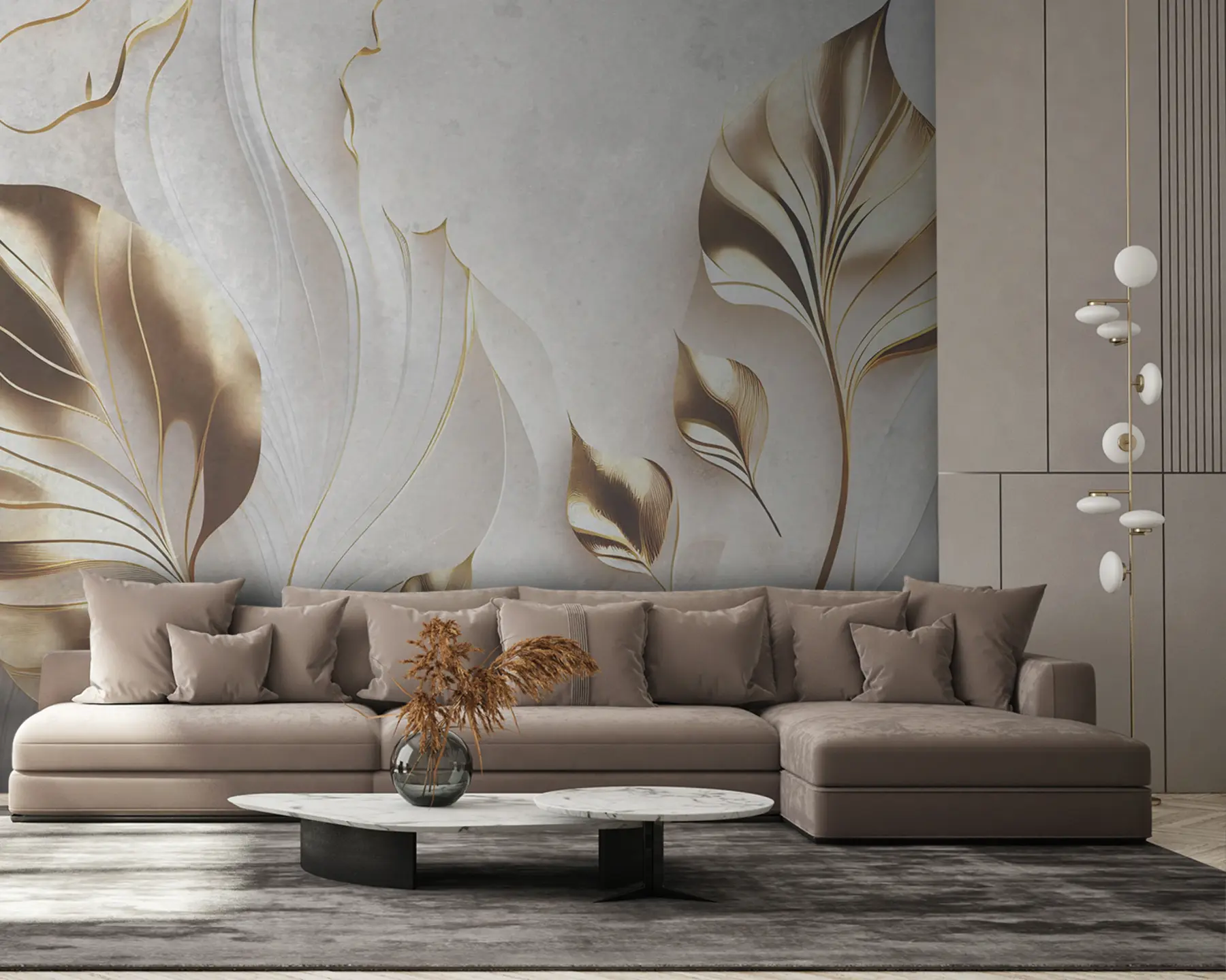 murales de pared Hojas delicadas en un muro de cemento u94010