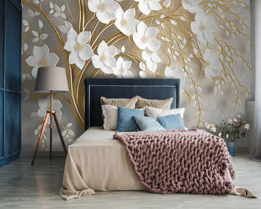 murales de pared árbol con flores blancas u94015