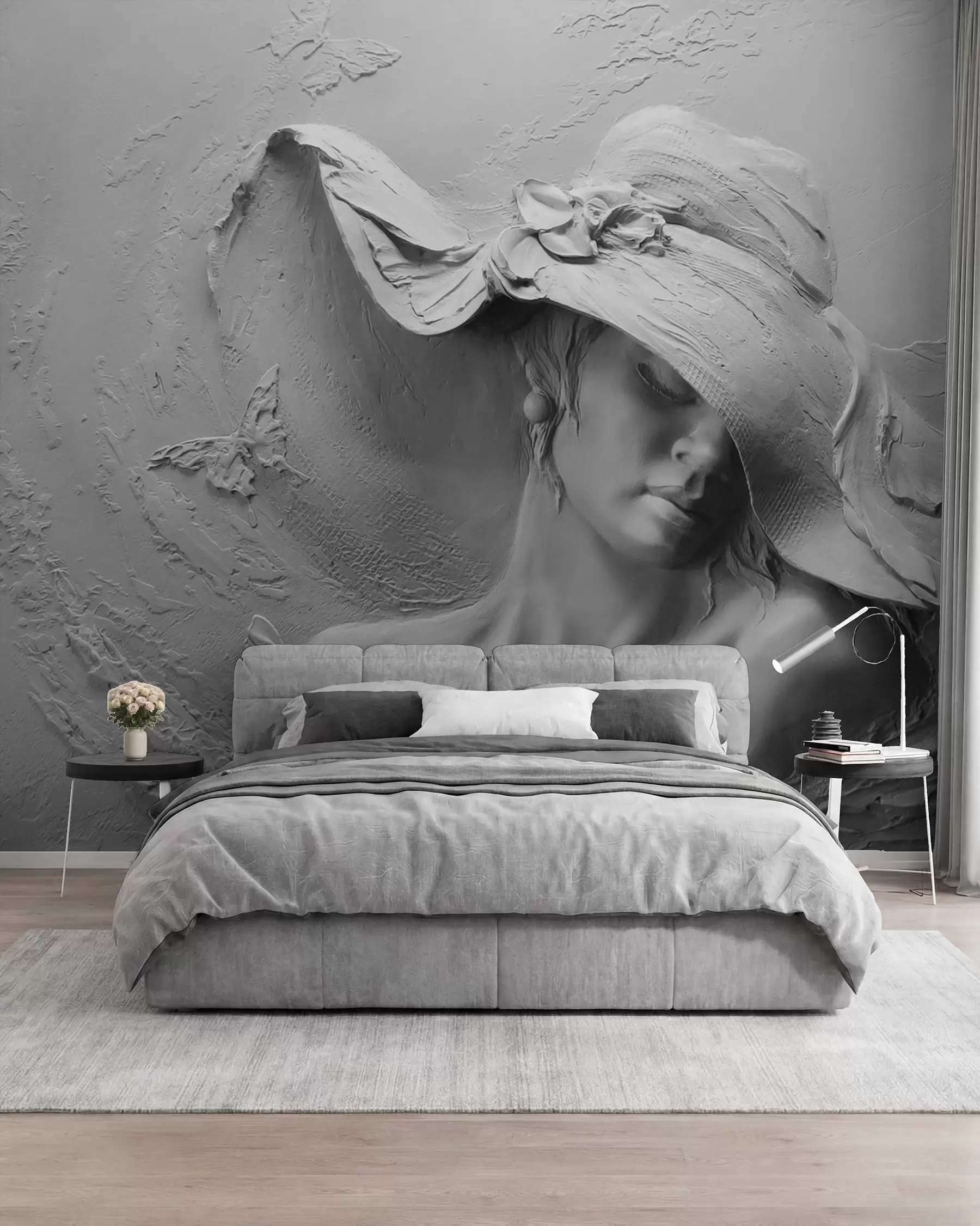 murales de pared Mujer con sombrero 3D u62592