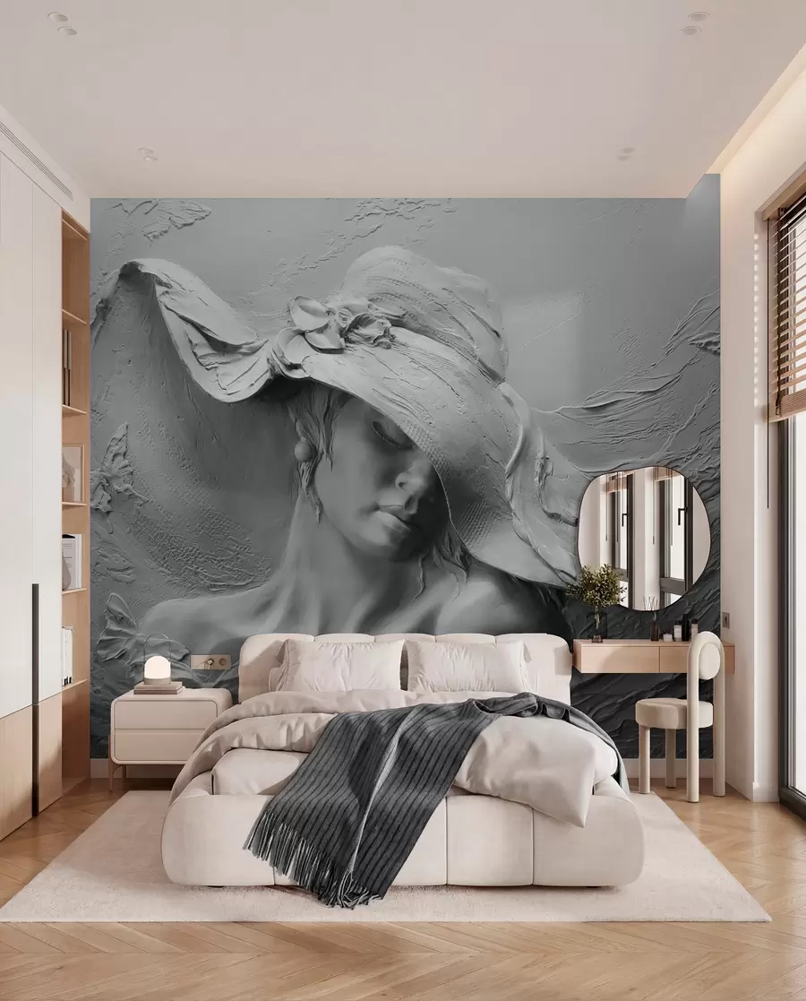 murales de pared Mujer con sombrero 3D u62592