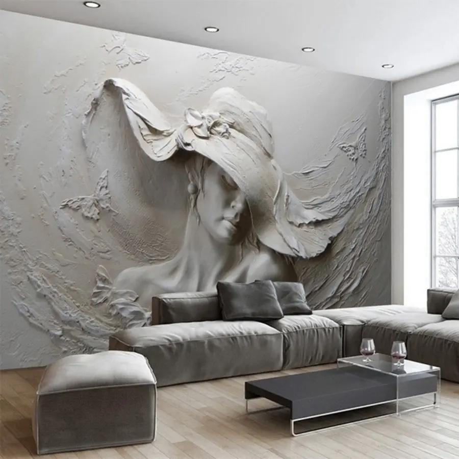 murales de pared Mujer con sombrero 3D u62592