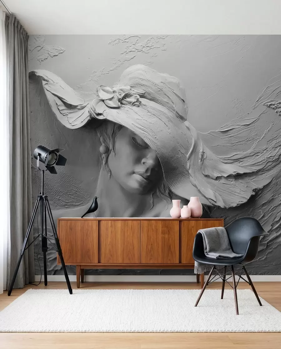 murales de pared Dama con sombrero esculpido u62592