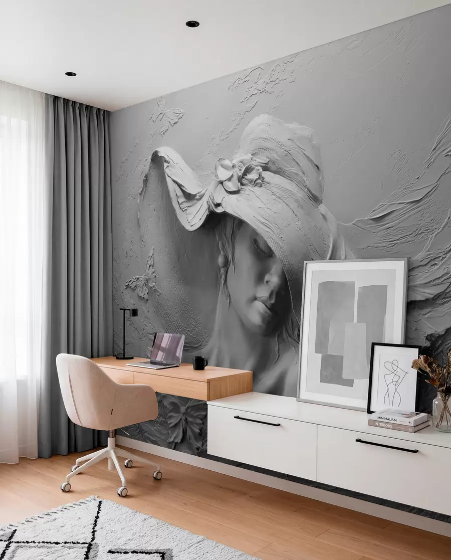murales de pared Dama con sombrero esculpido u62592