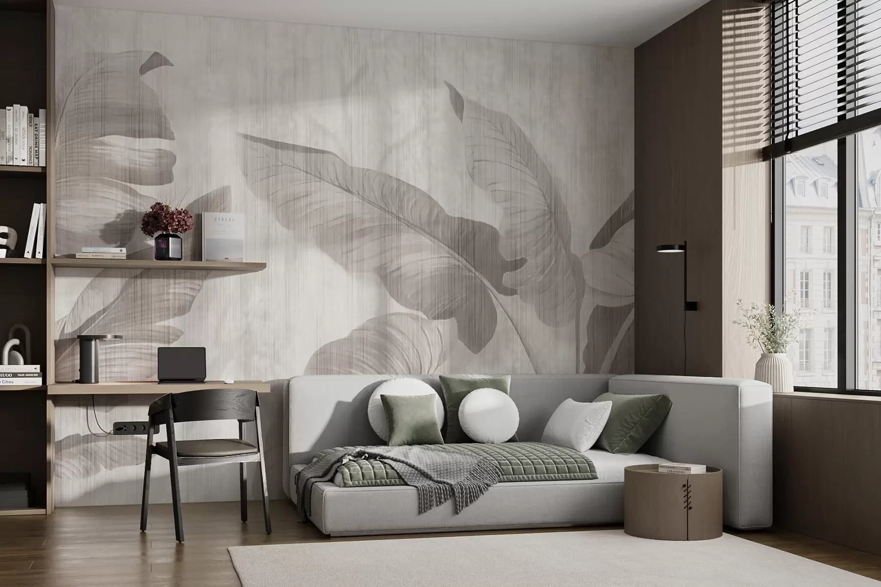 murales de pared Hojas tropicales en estilo grunge u00299