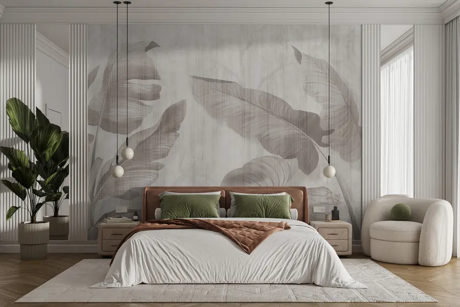 murales de pared Hojas tropicales en estilo grunge u00299