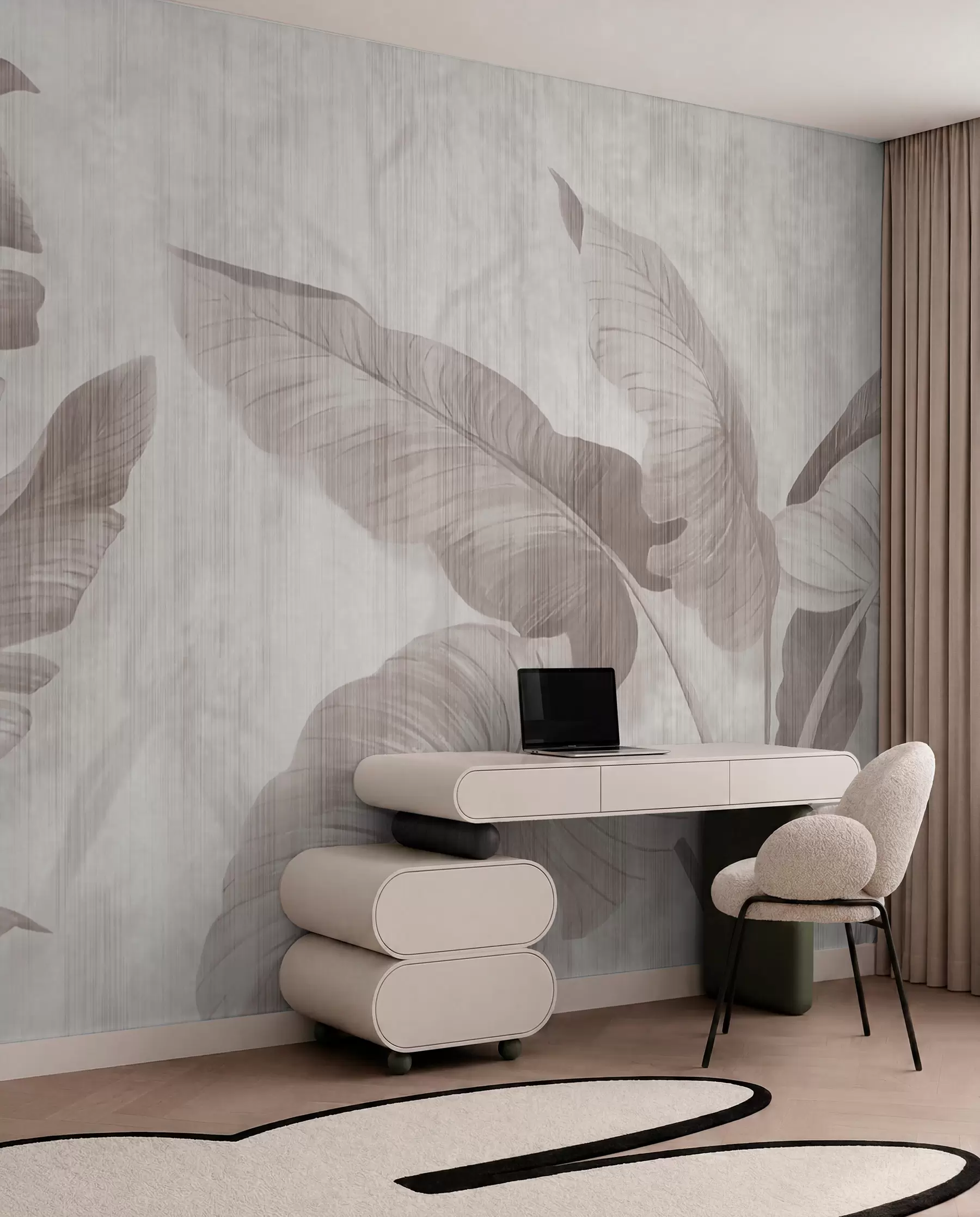 murales de pared Hojas tropicales en estilo grunge u00299
