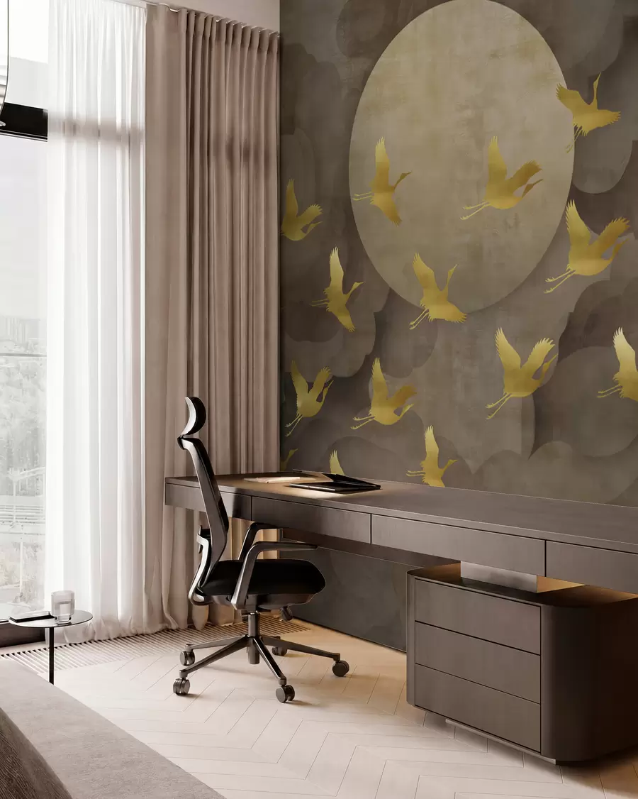 murales de pared Vuelo de cigüeñas al estilo chino u00554