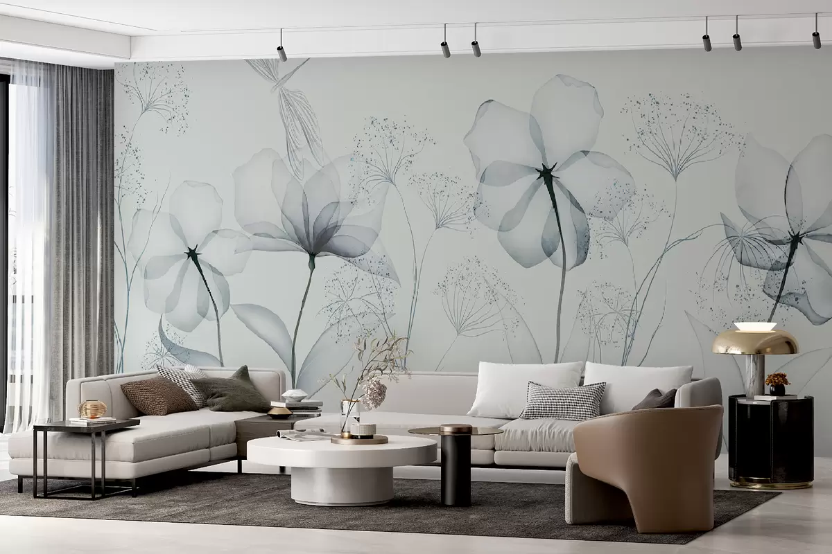murales de pared Flores y plantas en estilo acuarela u94319