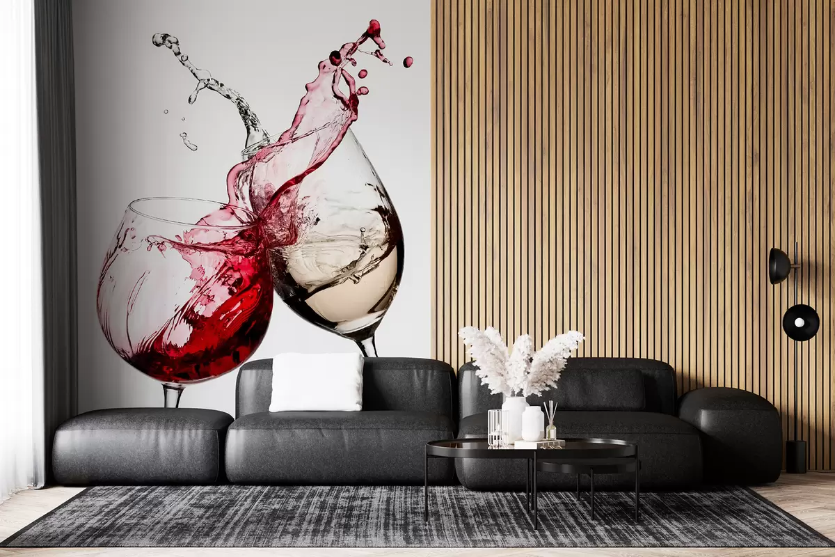 murales de pared Vino blanco y tinto en copas u75563