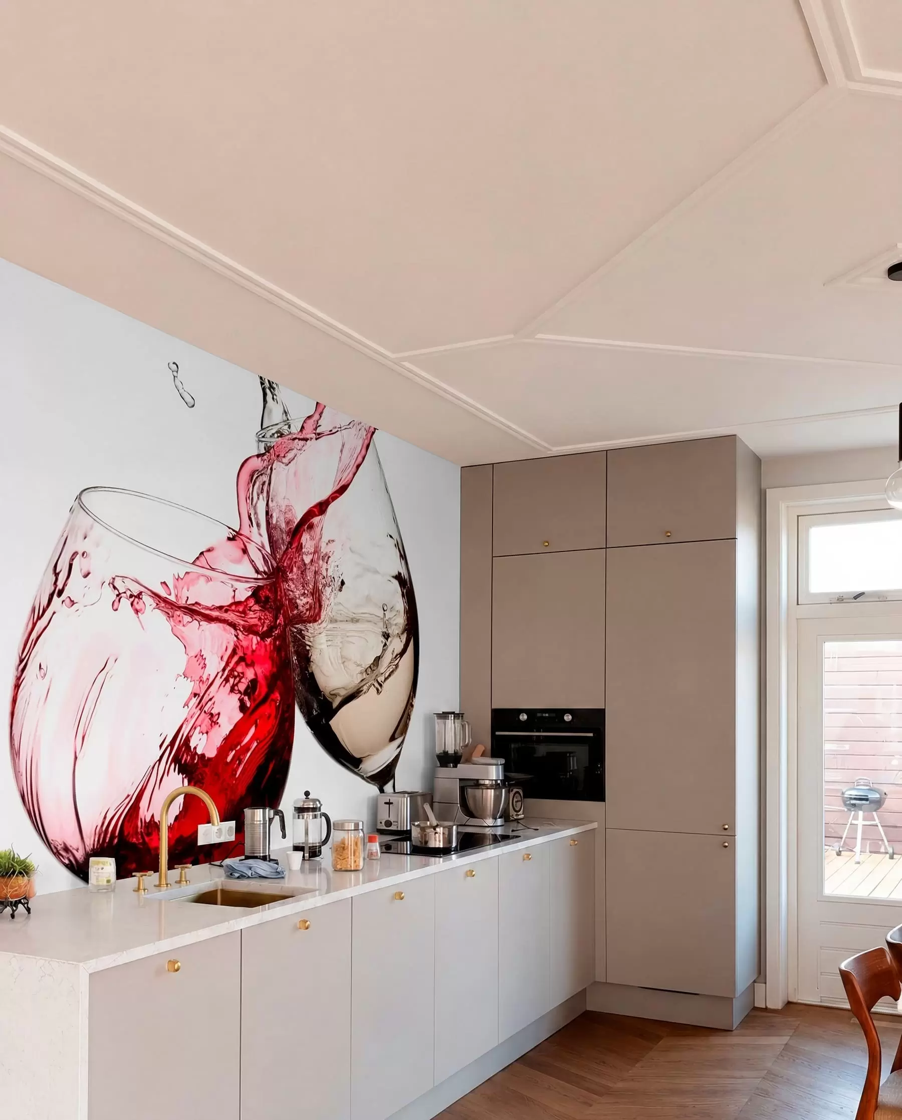 murales de pared Vino blanco y tinto en copas u75563