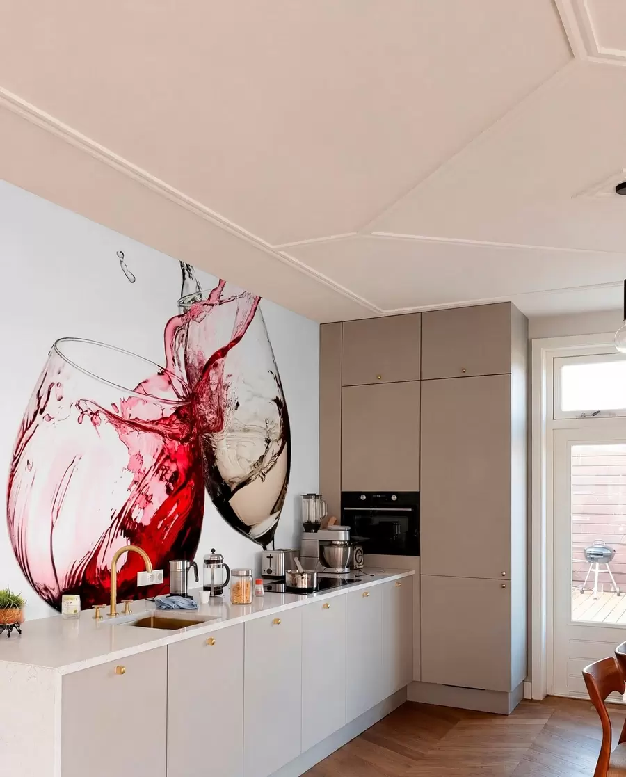 murales de pared Vino blanco y tinto en copas u75563