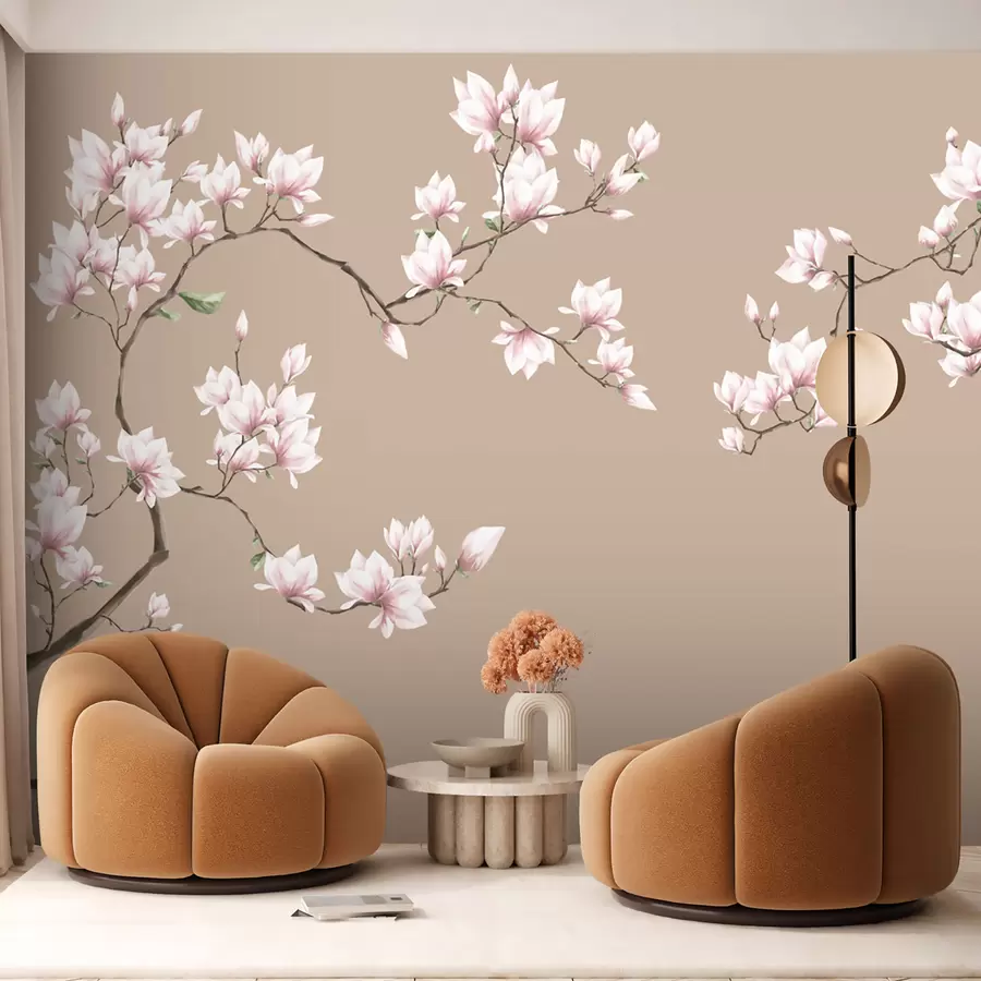 murales de pared Ramas florecientes de magnolia rosa u94363