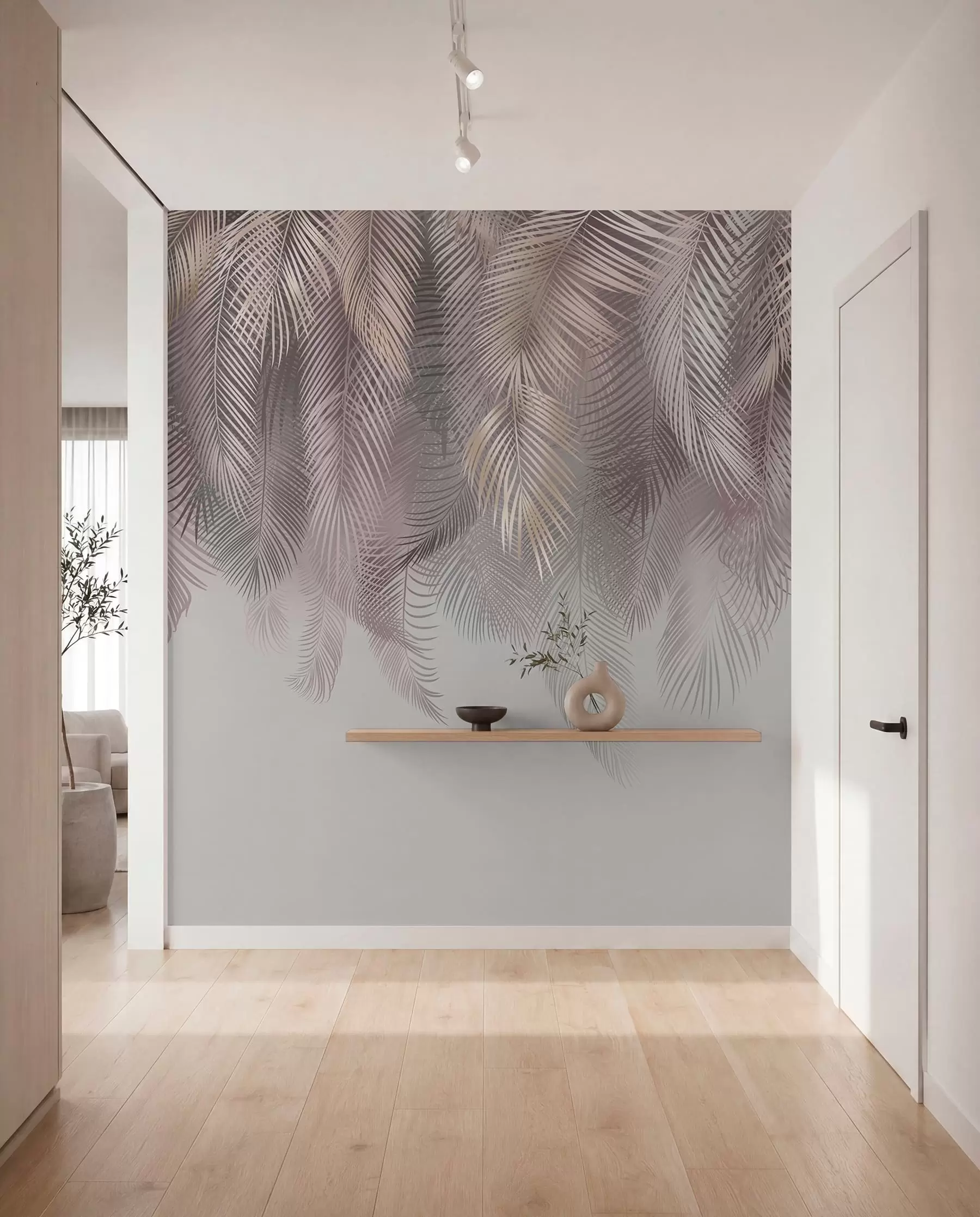 murales de pared Hojas de palmera rosas u94375