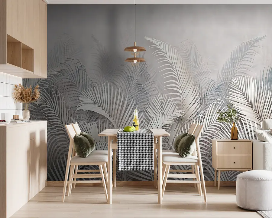 Murales de pared Hojas de palma tropical en color delicado u94511 murales de pared Hojas de palma tropical en color delicado u94511