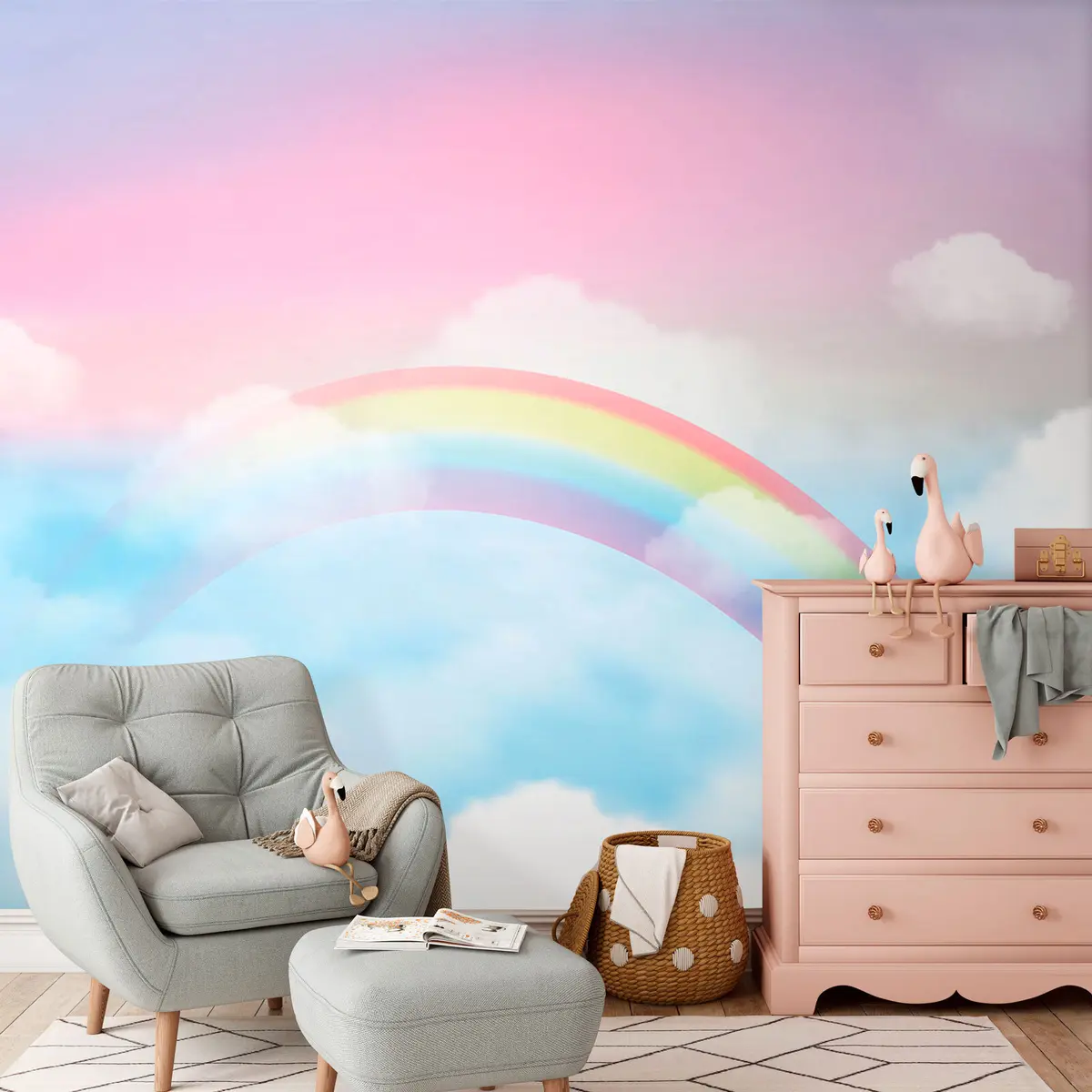 murales de pared Arco iris del paisaje mágico de la fantasía en el cielo u95094