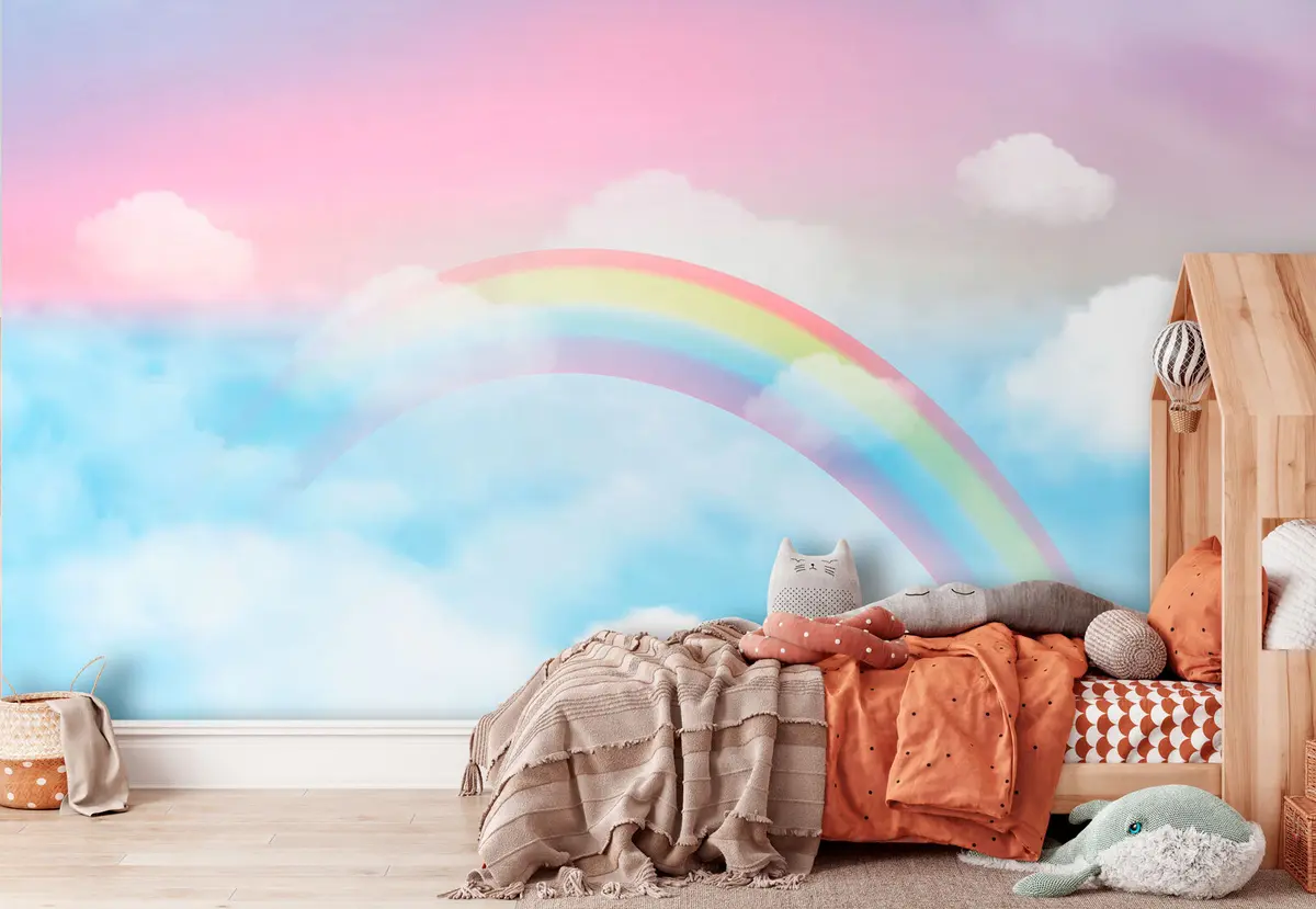 murales de pared Arco iris del paisaje mágico de la fantasía en el cielo u95094