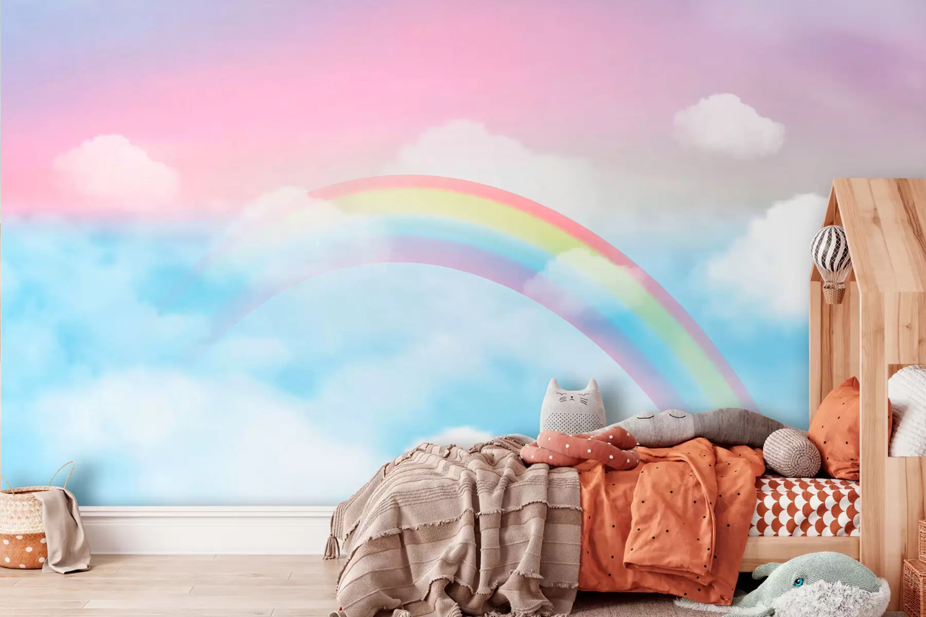 murales de pared Arco iris del paisaje mágico de la fantasía en el cielo u95094