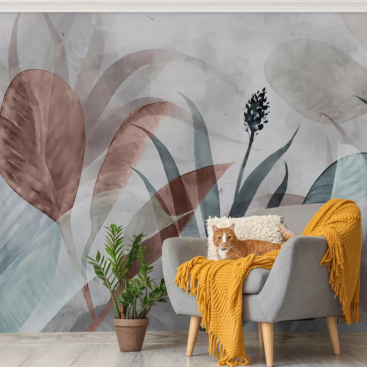 murales de pared hojas de acuarela u94643