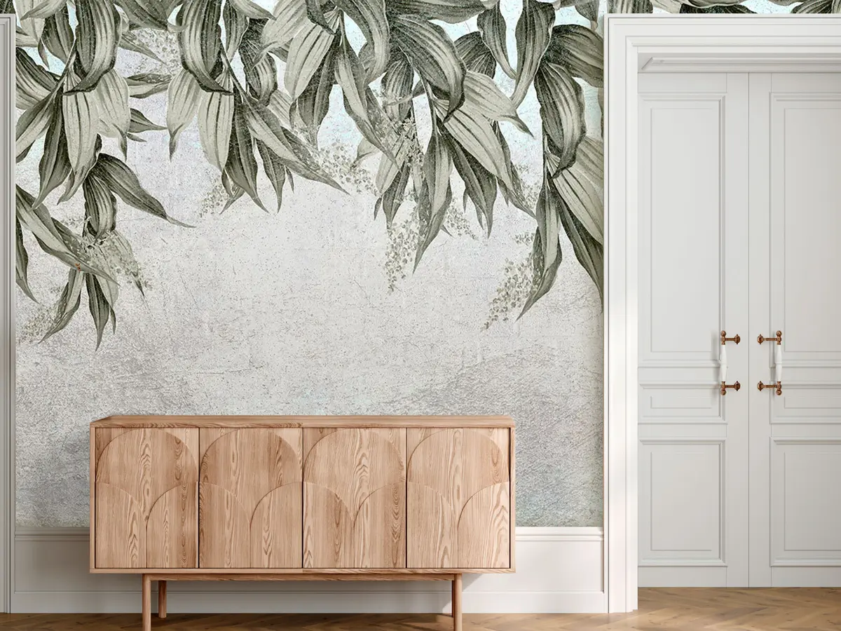 murales de pared Hojas tropicales decorativas colgando de arriba a abajo. u95127