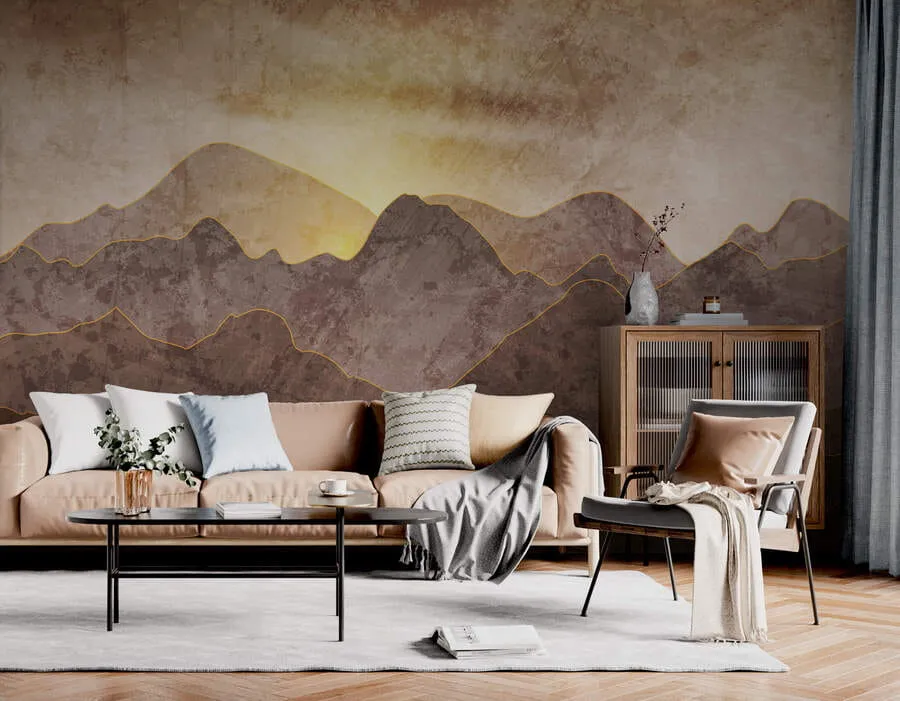 murales de pared Paisaje con picos de montaña u94314