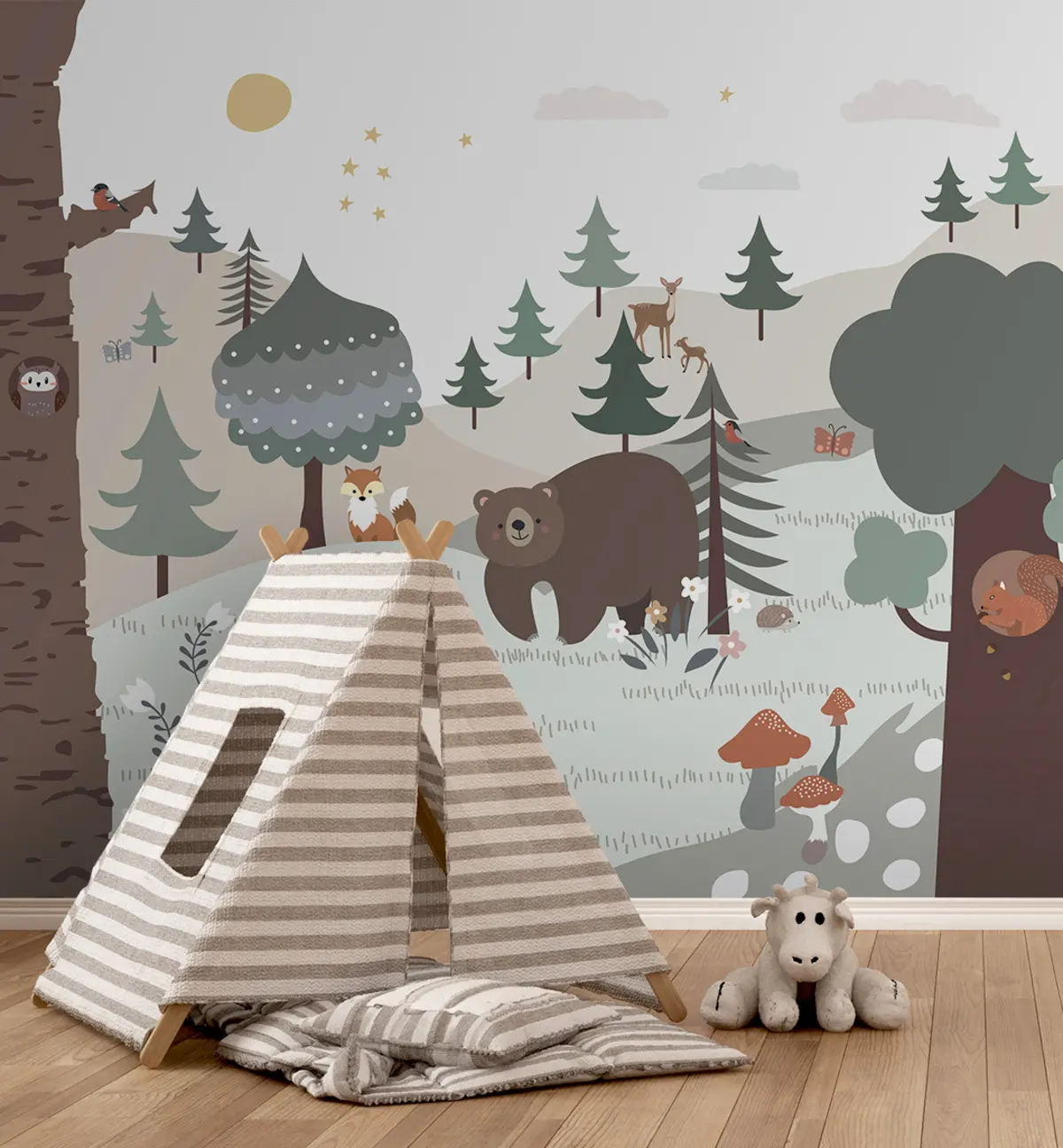 murales de pared animales en el bosque u95366