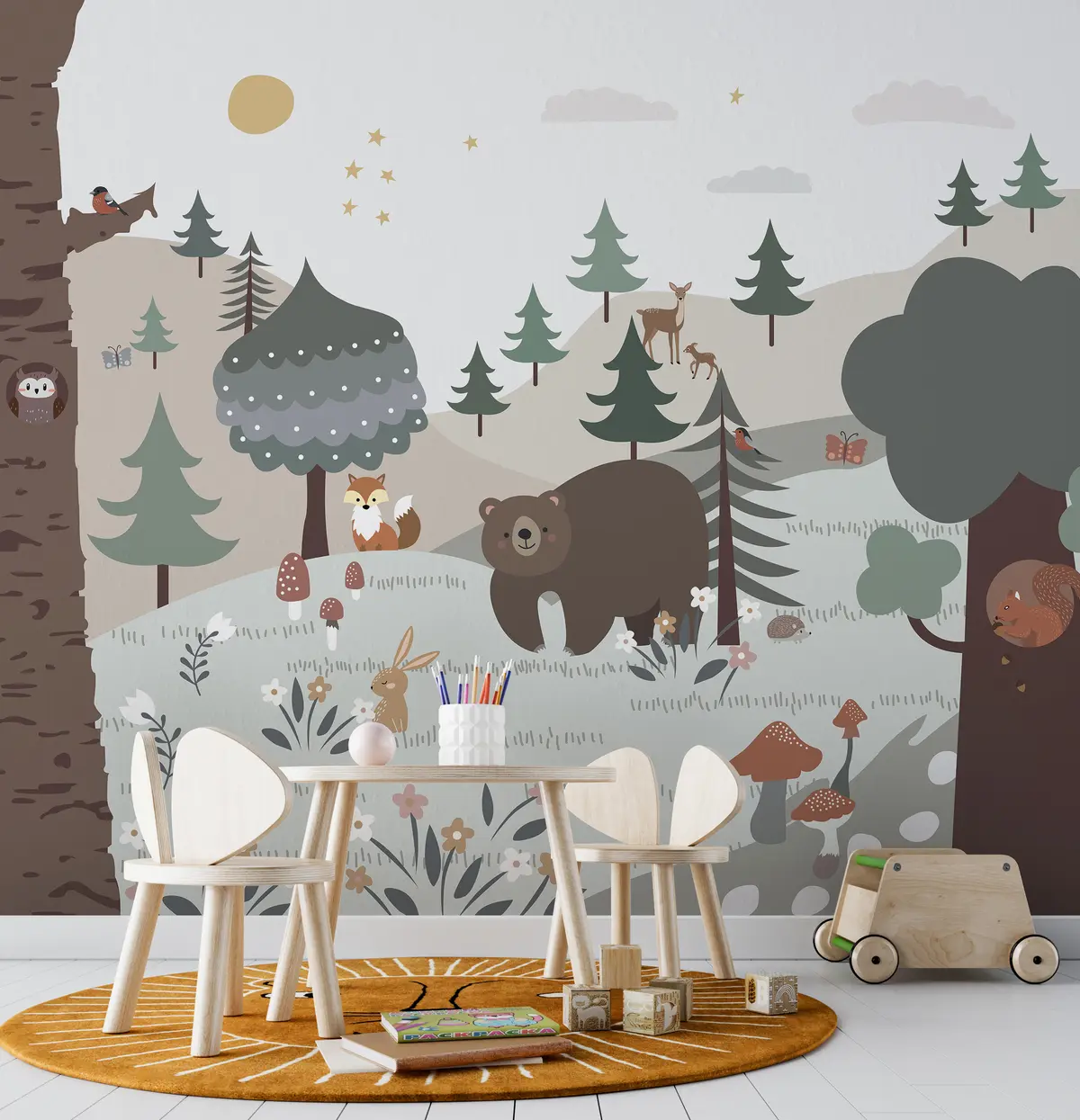 murales de pared animales en el bosque u95366