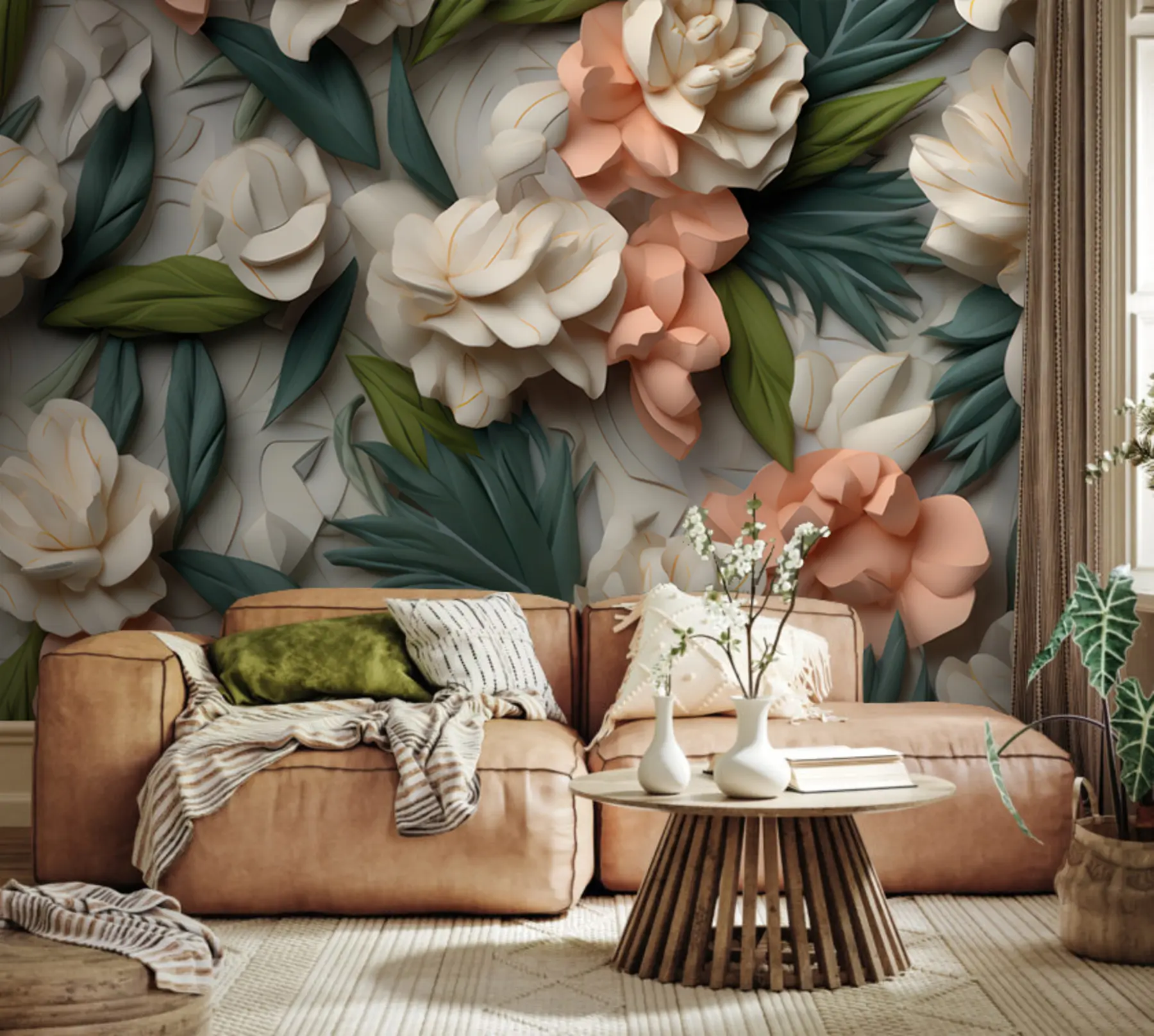 murales de pared plantas abstractas 3D u95592