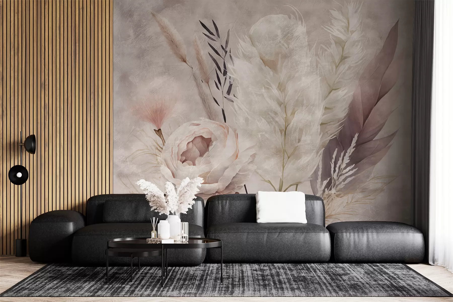 murales de pared Composición de plumas y flores u95403