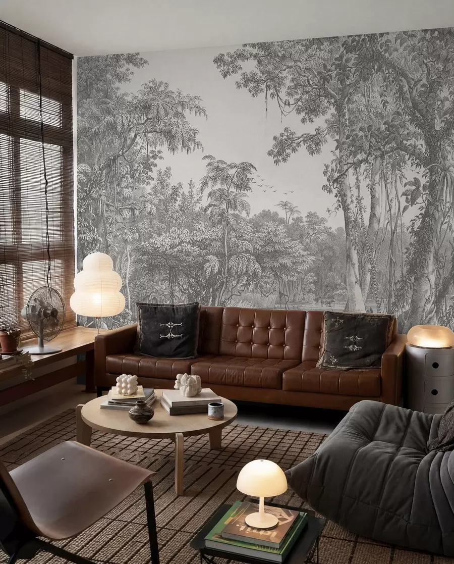 murales de pared Paisaje forestal con estilo vintage u95795