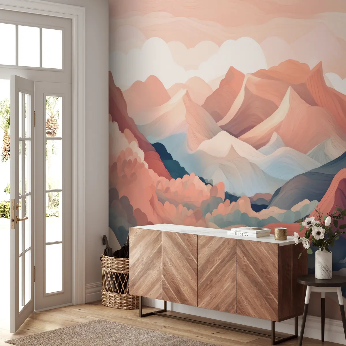 murales de pared montañas rosas u95993