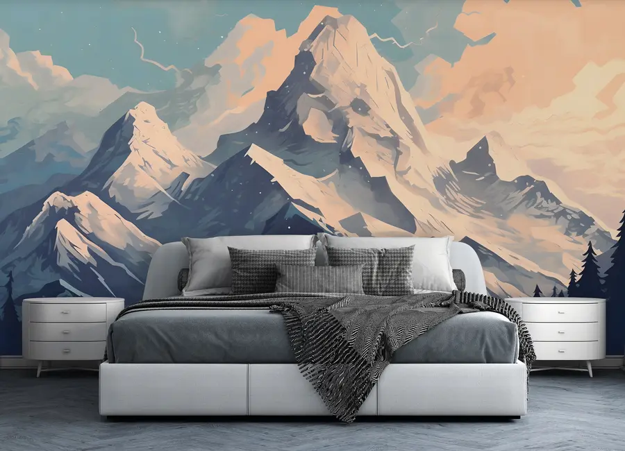 Murales de pared pico de montaña cubierto de nieve u95995 murales de pared pico de montaña cubierto de nieve u95995