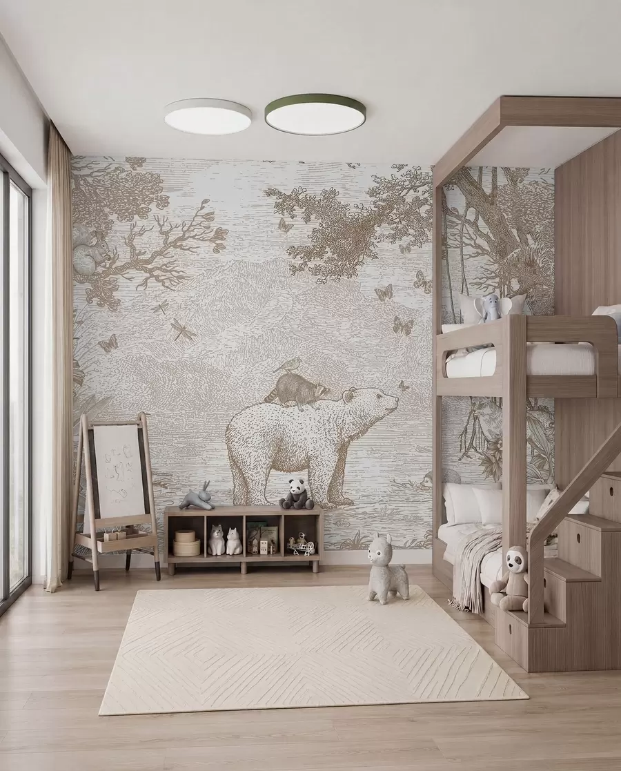 murales de pared Bosque de hadas con animales adorables u95425