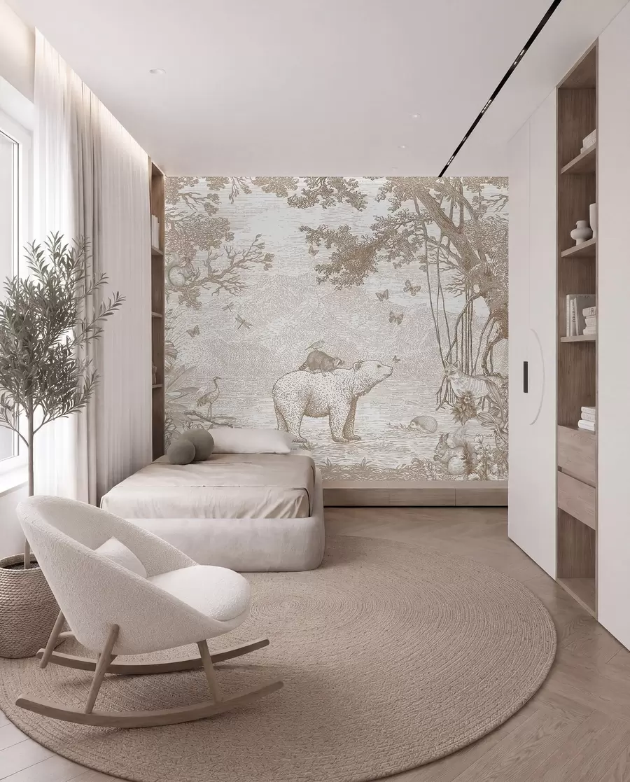 murales de pared Bosque de hadas con animales adorables u95425