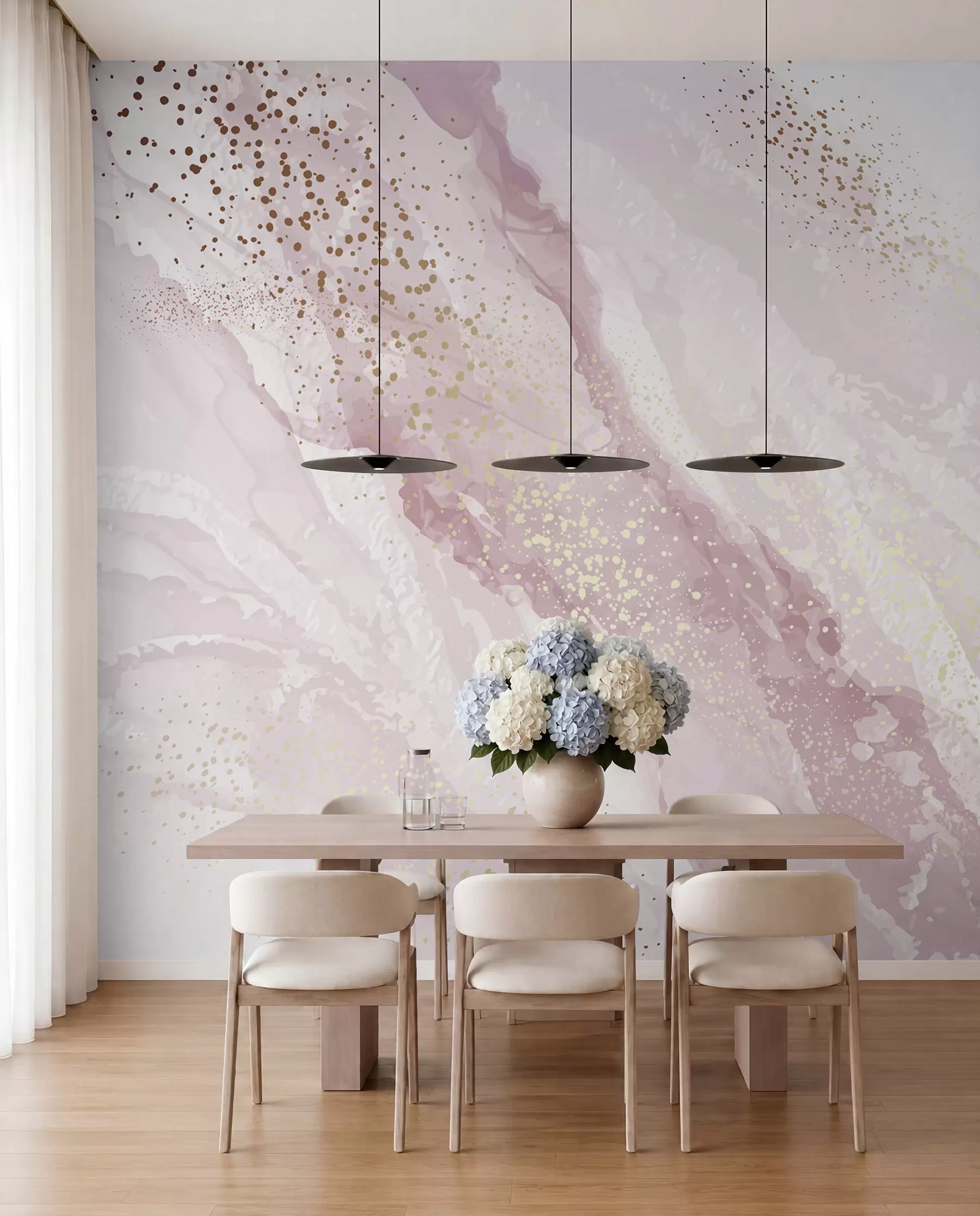 murales de pared Velo de cuarzo rosa u95846